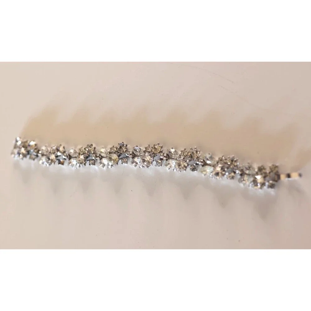 Vintage Trifari Bracelet Earrings Set Clear Rhinestone Set Silver Tone Art Deco